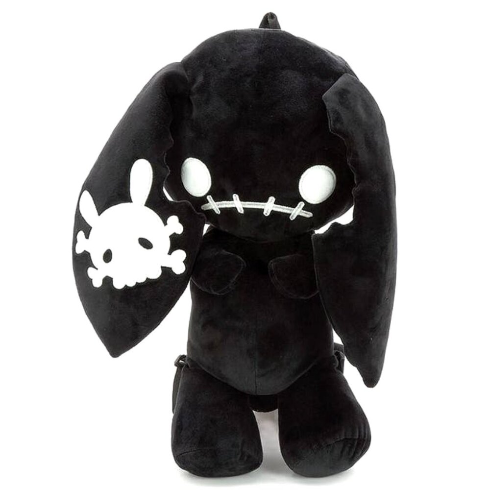 SPOOKYVILLE CRITTERS Naughty Bunny Black Plush Backpack